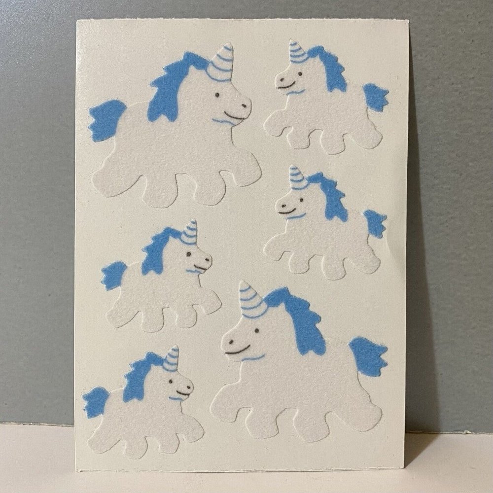Vintage Sandylion Fuzzy Unicorn Stickers Maxi Sheet